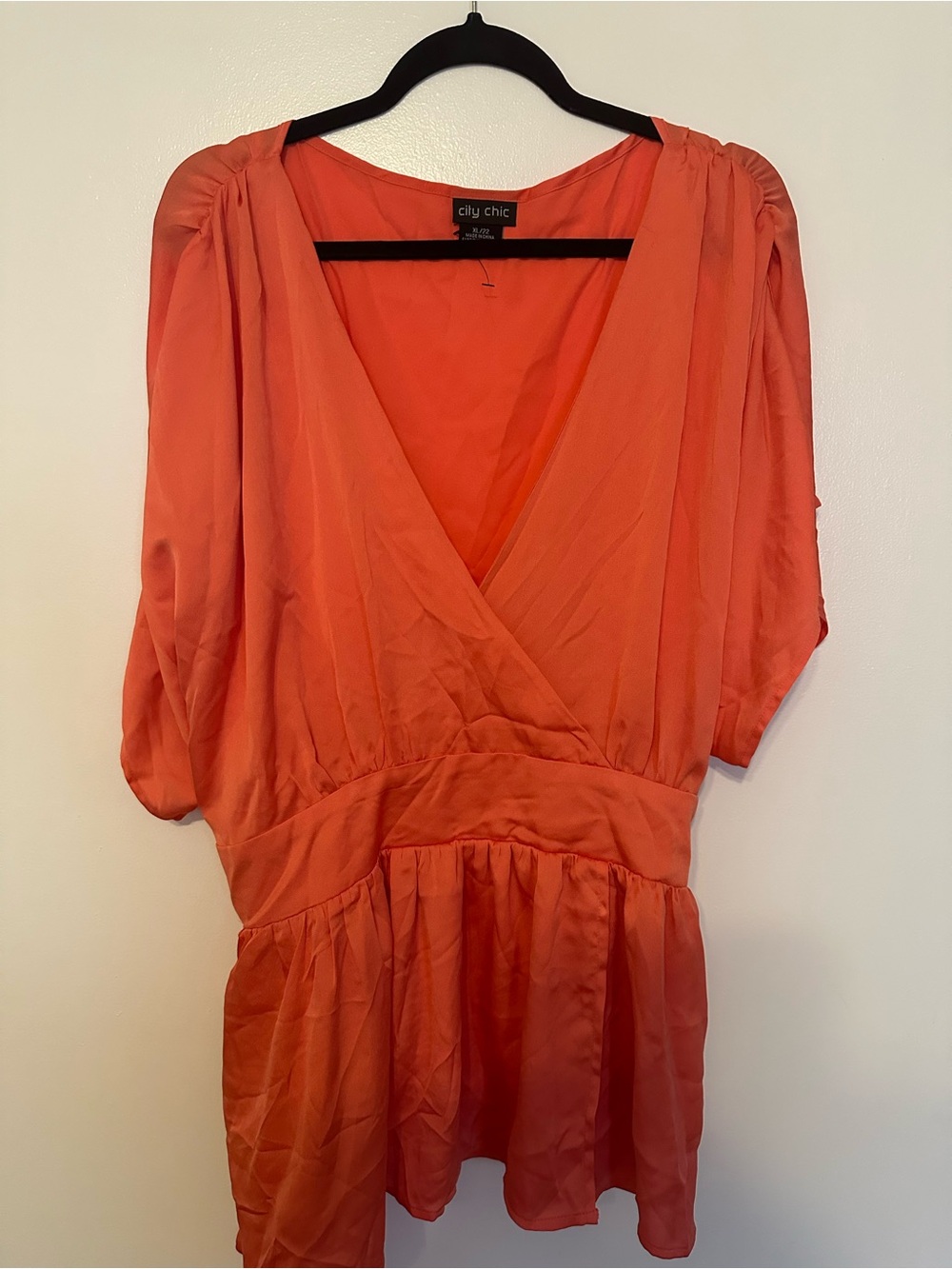 City Chic Coral V-Neck Top